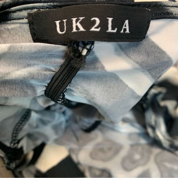 Uk2la gray black white leopard cheetah halter top bodycon mini dress open back S - Picture 5 of 8